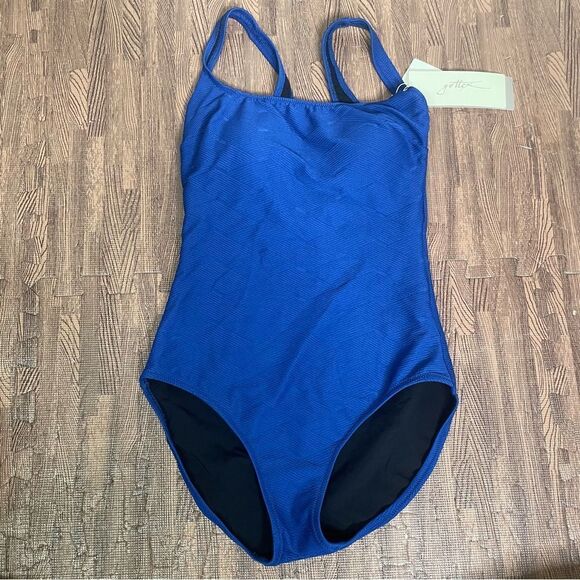 Gottex Blue Textured Square Neck Textured One Piece women's Swimsuit swim suit 8 - Picture 2 of 6